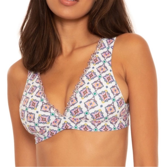 BECCA Other - Becca Rebecca Virtue Elliana Banded Halter Bikini Top in Marrakesh SZ L NWT